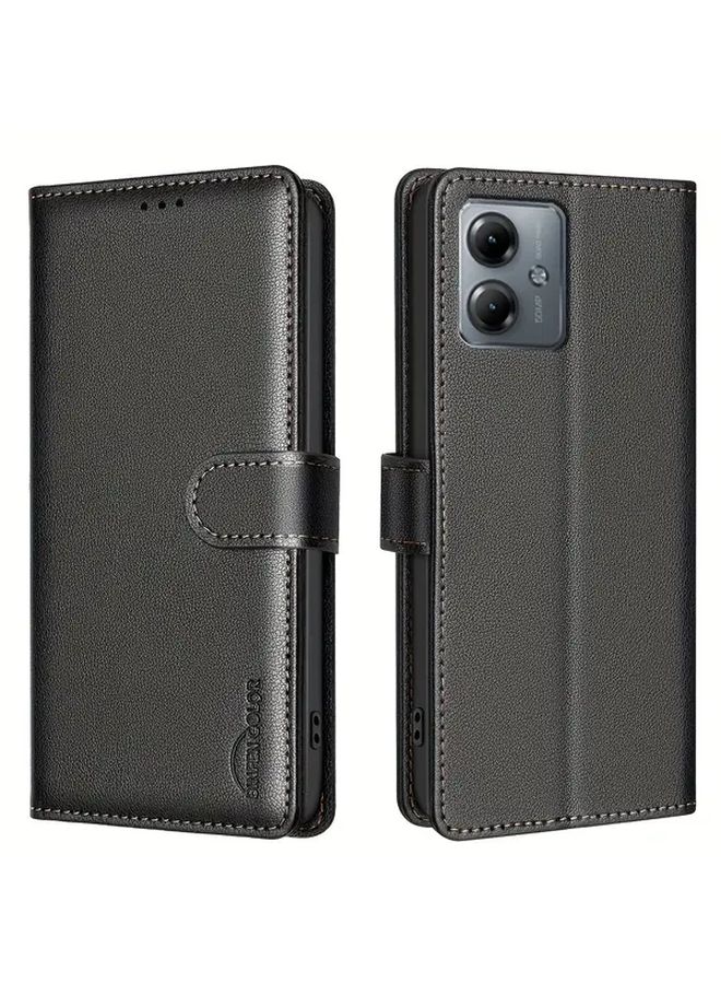 Moto G15 Wallet Phone Case with Card Slots Black Flip Cover - Image 3